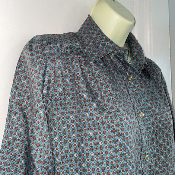 Vtg 70s/80s You-nique green paisley print button down shirt - Picture 4 of 8